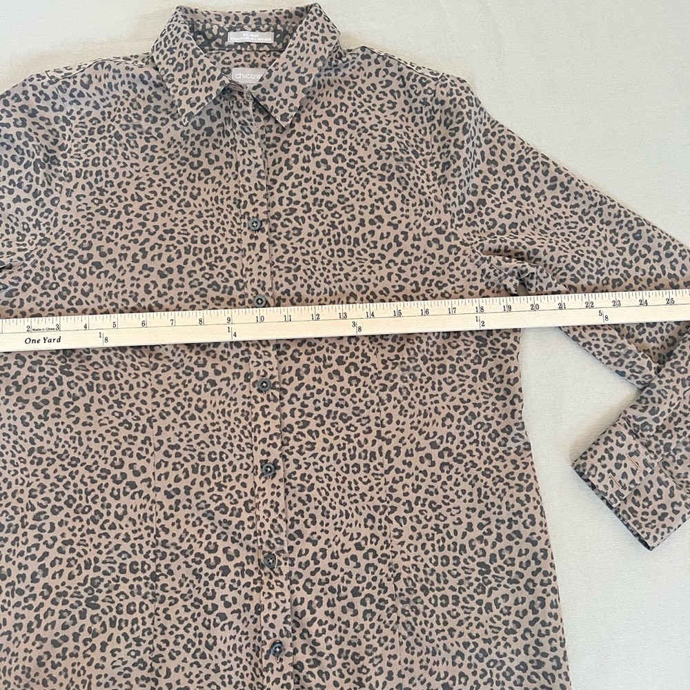 Chicos Animal Print No Iron Effortless Shirt Love Leopard Lisa‎ Size 6 - Picture 8 of 13